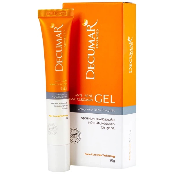 Gel nano curcumin sạch mụn, kháng khuẩn, mờ thâm, ngừa sẹo, tái tạo da Decumar Advanced (20g)
