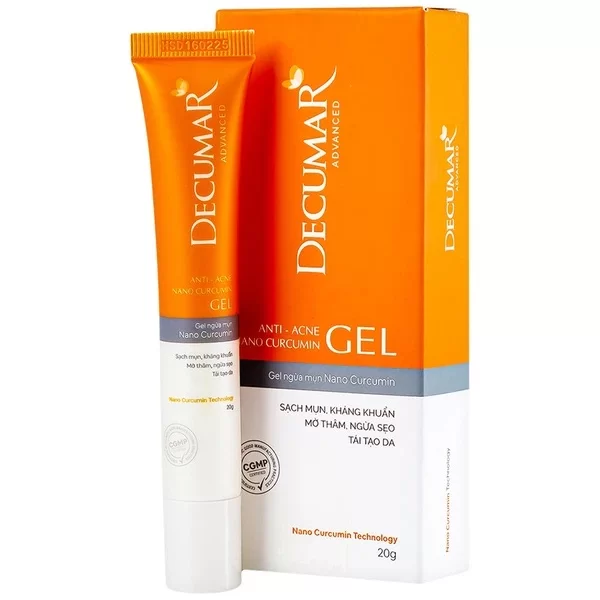Gel nano curcumin sạch mụn, kháng khuẩn, mờ thâm, ngừa sẹo, tái tạo da Decumar Advanced (20g)