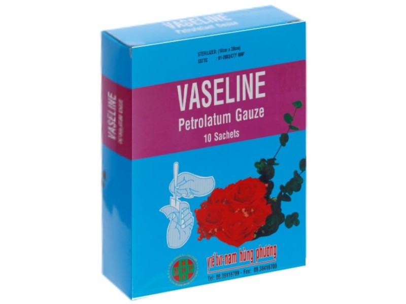 Gạc giúp làm mềm da, bảo vệ vết thương Vaseline Petrolatum Gauze Sterilized N.H.P (18cm x 20cm)