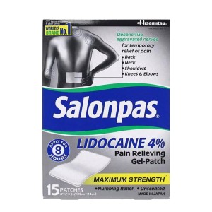 Cao dán giảm đau, kháng viêm của Mỹ Salonpas Lidocaine 4% Pain Relieving Gel-Patch (15 miếng/hộp)