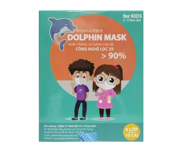 Khẩu trang 3D trẻ em  Dolphin Mask (10 chiếc/hộp)