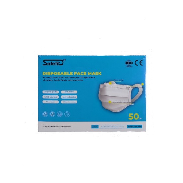 Khẩu trang y tế Safefit 4 lớp màu xanh (50 chiếc/hộp)