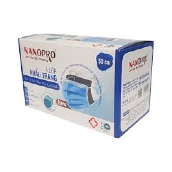 Khẩu trang y tế Nanopro 4 Lớp màu hồng (50 Chiếc/Hộp)