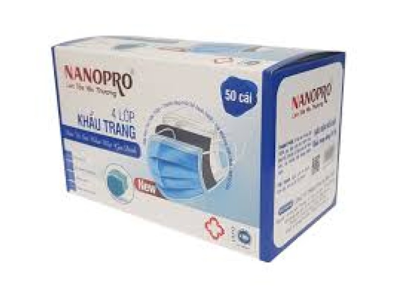 Khẩu trang y tế Nanopro 4 Lớp màu hồng (50 Chiếc/Hộp)