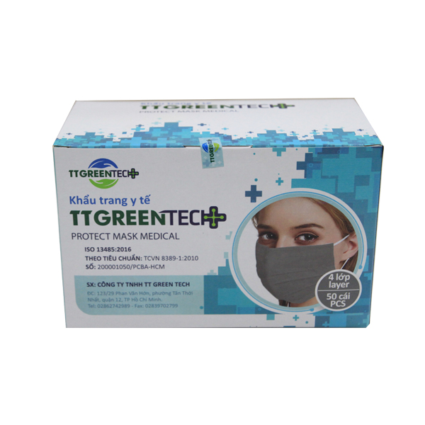Khẩu trang y tế TTGREENTECH 4 lớp than hoạt tính (50 chiếc/hộp)
