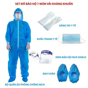 Bộ quần áo bảo hộ y tế 7 món dùng 1 lần