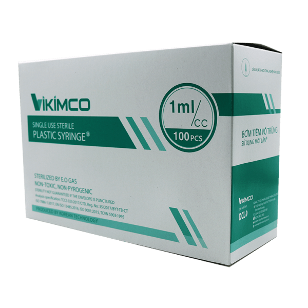 Bơm tiêm sử dụng một lần không kim Vikimco (1ml/cc)