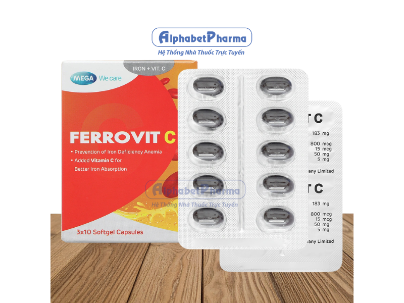 Viên uống phòng ngừa và trị thiếu máu do thiếu sắt Ferrovit C (3 vỉ x 10 viên/hộp)
