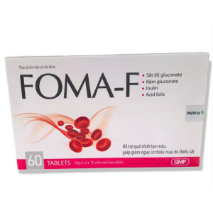 Viên uống hỗ trợ điều trị bệnh thiếu máu do thiếu sắt Foma-F (6 vỉ x 10 viên/hộp)