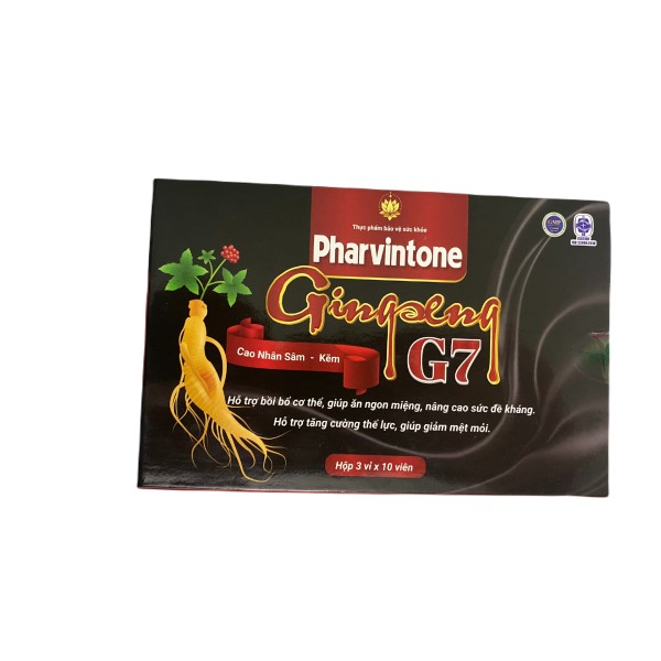Viên uống bồi bổ sức khỏe Gingseng G7 Pharvintone (3 vỉ x 10 viên/hộp)