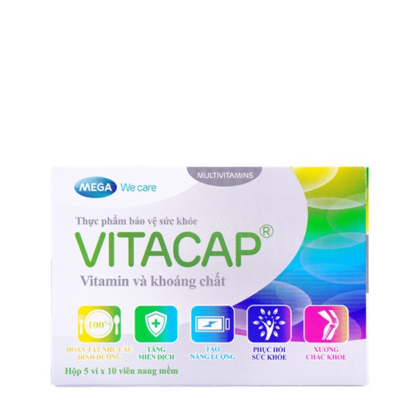 Viên uống giúp bổ sung vitamin và khoáng chất Vitacap (5 vỉ x 10 viên/hộp)