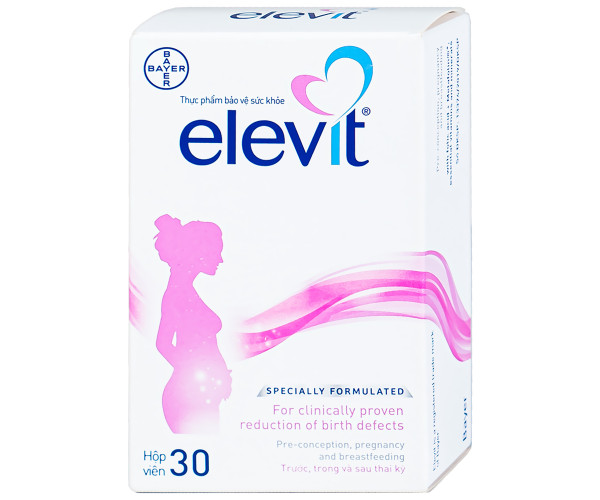 Viên uống bổ sung khoáng chất, tăng đề kháng cho phụ nữ mang thai Elevit (3 vỉ x 10 viên/hộp)