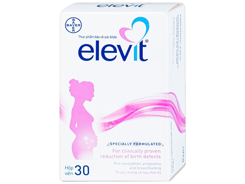 Viên uống bổ sung khoáng chất, tăng đề kháng cho phụ nữ mang thai Elevit (3 vỉ x 10 viên/hộp)