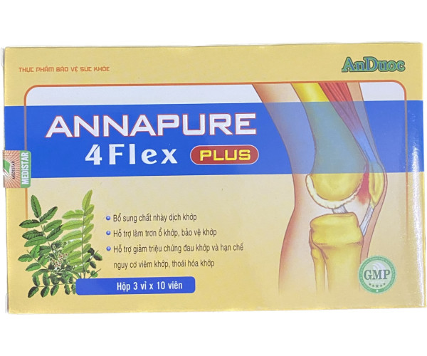 Viên uống hỗ trợ điều trị thoái hóa khớp, thấp khớp Annapure 4Flex Plus (3 vỉ x 10 viên/hộp)