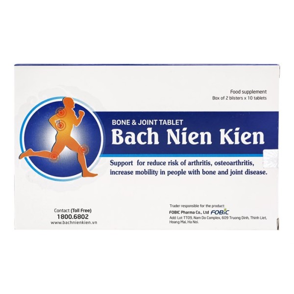 Viên uống hỗ trợ giảm viêm khớp Bách Niên Kiện (20 viên/hộp)