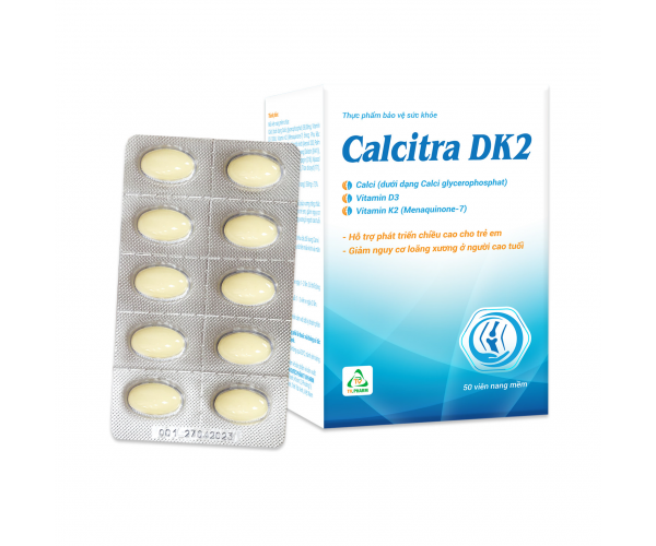 Viên uống ngừa loãng xương Calcitra DK2 (5 vỉ x 10 viên/hộp)