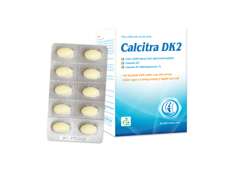 Viên uống ngừa loãng xương Calcitra DK2 (5 vỉ x 10 viên/hộp)