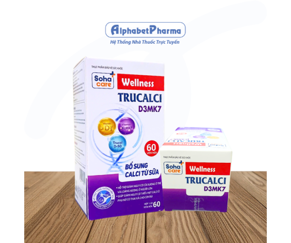 Viên uống bổ sung calci từ sữa Trucalci D3MK7 Wellness (60 viên/hộp)