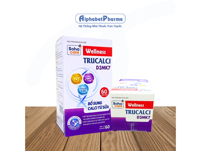 Viên uống bổ sung calci từ sữa Trucalci D3MK7 Wellness (60 viên/hộp)