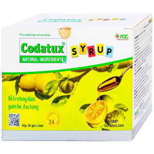 Siro hỗ trợ giảm ho, đau họng, long đờm Codatux Syrup (30 gói/hộp)