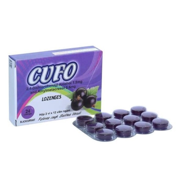 Viên ngậm hỗ trợ trị nhiễm khuẩn hầu, họng Cufo Lozenges hương vị Việt Quất (2 vỉ x 12 viên/hộp)