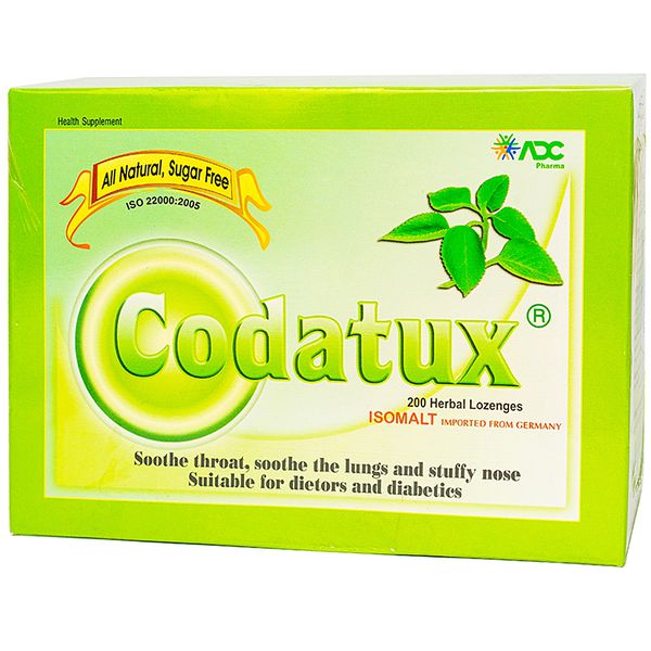 Viên ngậm giảm ho, viêm họng, rát cổ Codatux candy sugar free (200 viên/hộp)