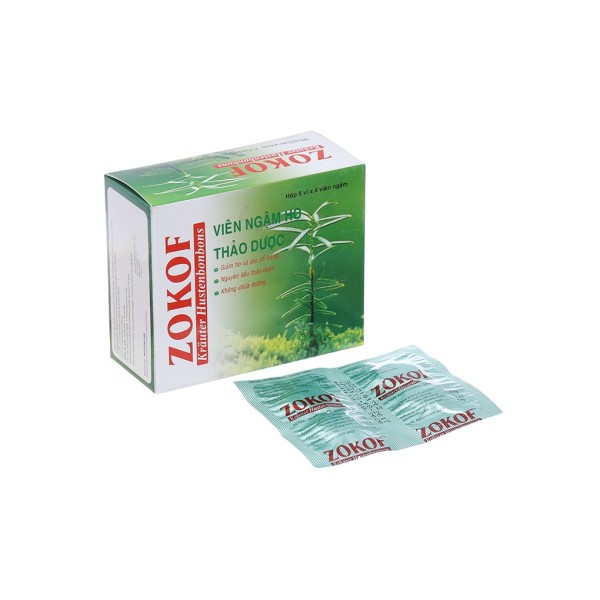 Viên ngậm thảo dược hỗ trợ giảm ho, đau rát họng Zokof (5 vỉ x 4 viên/hộp)