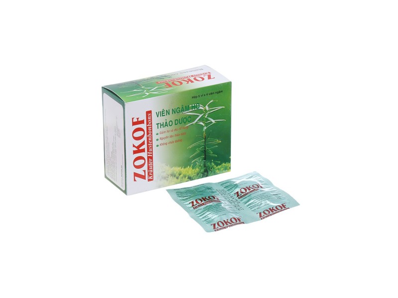 Viên ngậm thảo dược hỗ trợ giảm ho, đau rát họng Zokof (5 vỉ x 4 viên/hộp)