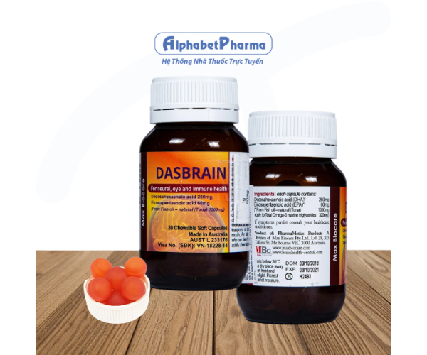 Viên nhai giúp tăng trí nhớ, khả năng tập trung Dasbrain (30 viên/hộp)