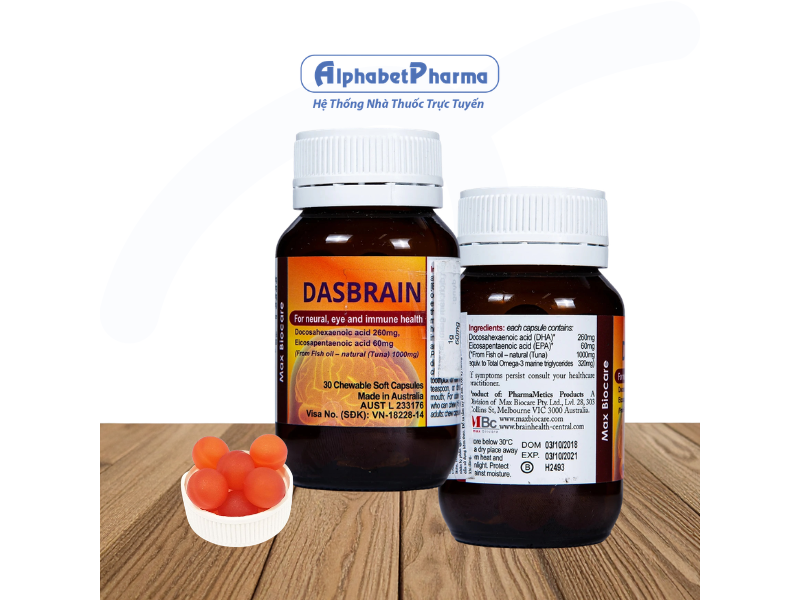 Viên nhai giúp tăng trí nhớ, khả năng tập trung Dasbrain (30 viên/hộp)