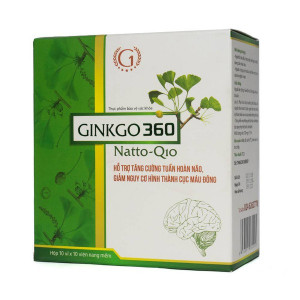 Viên uống tăng cường tuần hoàn máu Ginkgo 360 Natto Q10 (10 vỉ x 10 viên/hộp)
