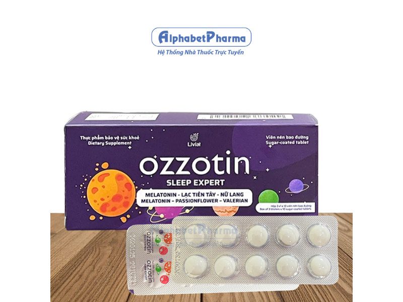 Viên uống giúp an thần, trị mất ngủ Ozzotin Sleep Expert (10 viên/hộp)