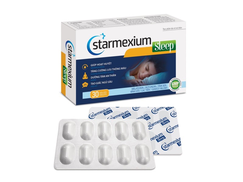 Viên uống giúp an thần, trị mất ngủ Starmexium Sleep (3 vỉ x 10 viên/hộp)