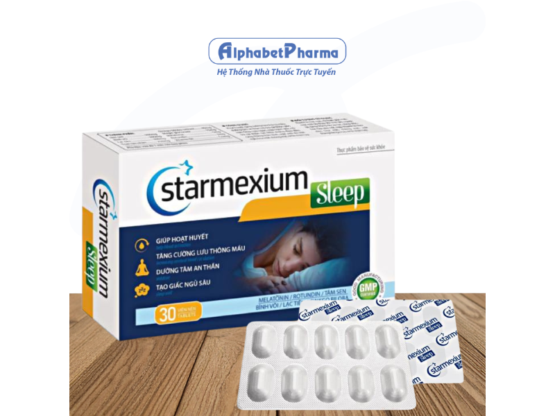 Viên uống giúp an thần, trị mất ngủ Starmexium Sleep (3 vỉ x 10 viên/hộp)
