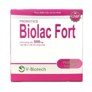 Viên uống bổ sung men vi sinh sống Biolac Fort 500mg (10 vỉ x 10 viên/hộp)