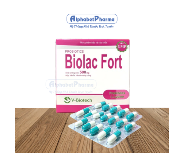 Viên uống bổ sung men vi sinh sống Biolac Fort 500mg (10 vỉ x 10 viên/hộp)