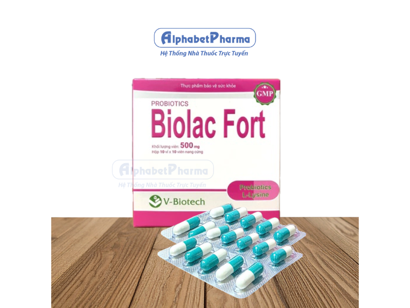 Viên uống bổ sung men vi sinh sống Biolac Fort 500mg (10 vỉ x 10 viên/hộp)