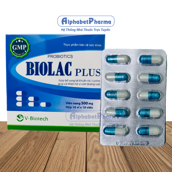 Viên uống bổ sung men vi sinh sống Biolac Plus (10 vỉ x 10 viên/hộp)