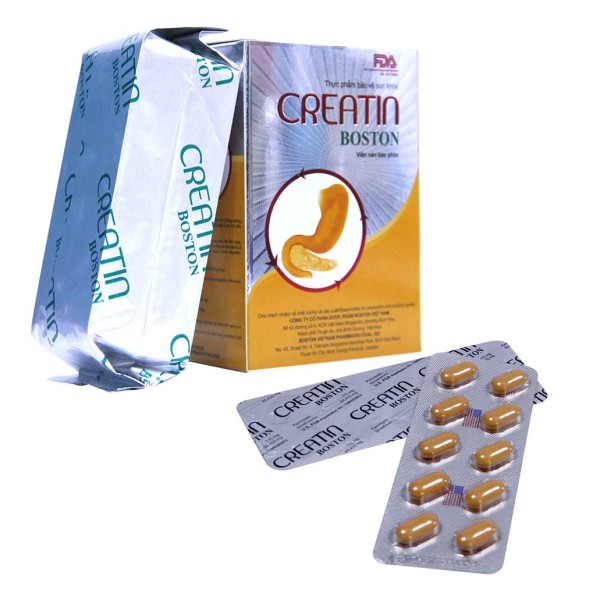 Viên uống hỗ trợ trị đầy hơi, khó tiêu Creatin Boston (10 vỉ x 10 viên/hộp)