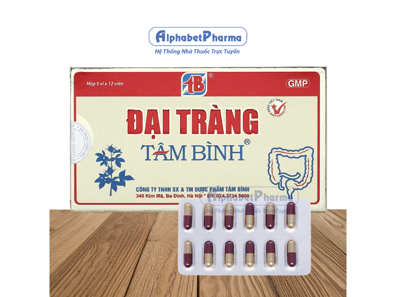 Viên uống hỗ trợ điều trị viêm đại tràng cấp và mãn tính Đại Tràng Tâm Bình (5 vỉ x 12 viên/hộp)