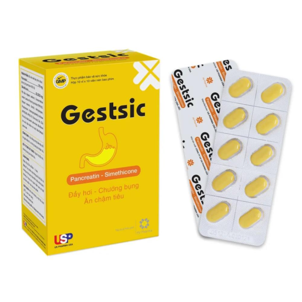 Viên uống hỗ trợ giảm đầy bụng, khó tiêu Gestsic (10 vỉ x 10 viên/hộp)