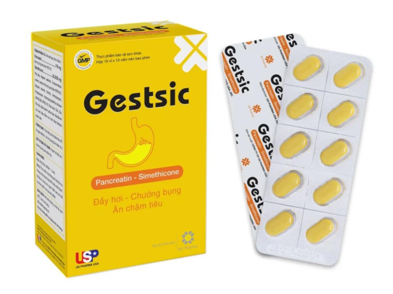 Viên uống hỗ trợ giảm đầy bụng, khó tiêu Gestsic (10 vỉ x 10 viên/hộp)