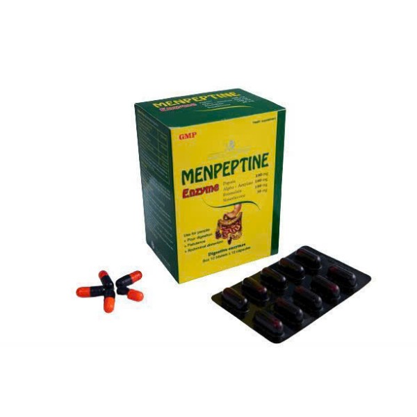 Viên uống bổ sung men tiêu hóa Menpeptine Enzyme (10 vỉ x 10 viên/hộp)