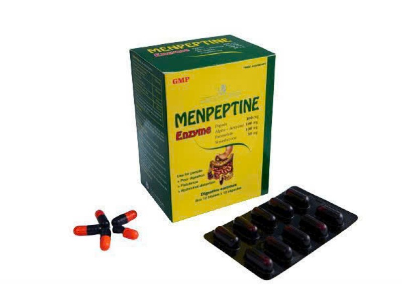 Viên uống bổ sung men tiêu hóa Menpeptine Enzyme (10 vỉ x 10 viên/hộp)