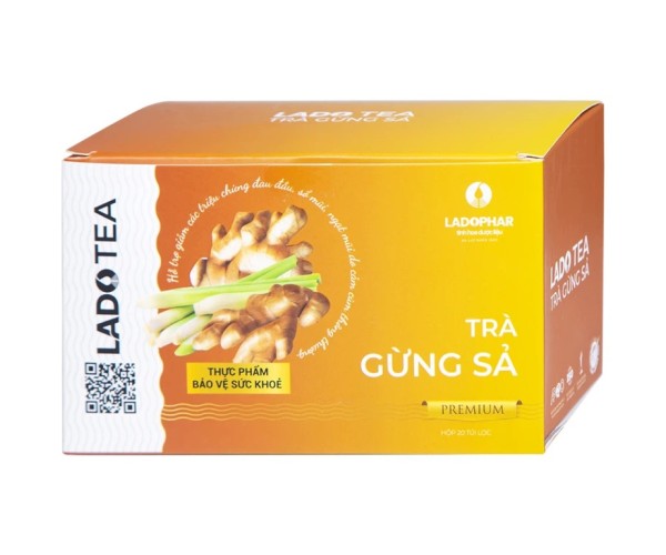 Trà Gừng Sả Premium Ladophar (20 túi/hộp)