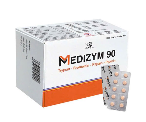 Viên uống hỗ trợ giảm đau sưng do chấn thương Medizym 90 (10 vỉ x 10 viên/hộp)