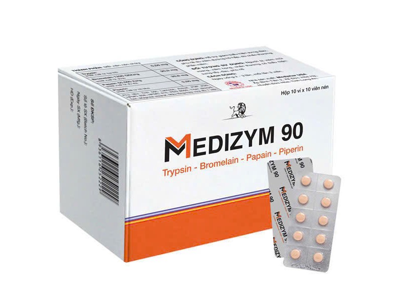 Viên uống hỗ trợ giảm đau sưng do chấn thương Medizym 90 (10 vỉ x 10 viên/hộp)
