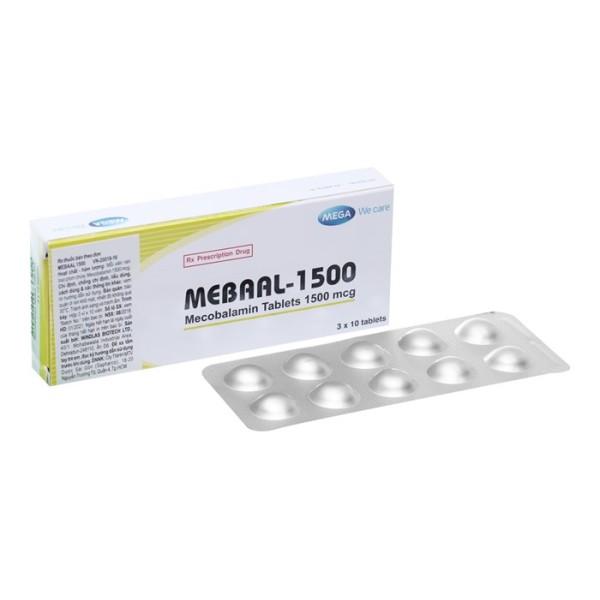 Thuốc trị bệnh thần kinh do tiểu đường, rượu Mebaal 1500mg (3 vỉ x 10 viên/hộp)