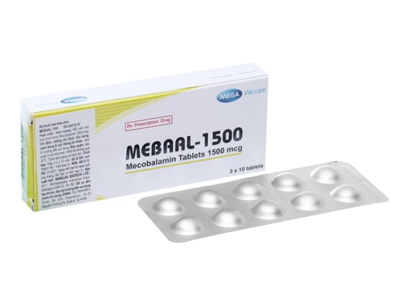 Thuốc trị bệnh thần kinh do tiểu đường, rượu Mebaal 1500mg (3 vỉ x 10 viên/hộp)