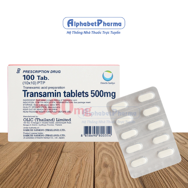 Thuốc cầm máu Transamin 500mg (10 vỉ x 10 viên/hộp)